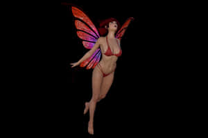 Red Winged Fairy Fantasy PNG image with transparent background