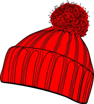 Red Winter Beanie Illustration PNG Image