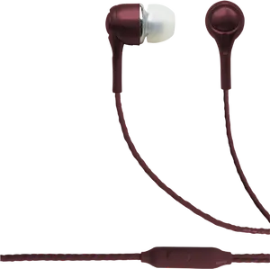 Red Wired Earbuds Isolated PNG Image