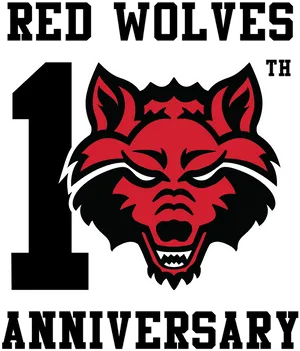 Red Wolves Anniversary Logo PNG Image