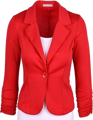 Red Women Blazer Single Button PNG Image