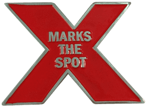 Readygolf X Marks The Spot Ball Marker & Hat Clip PNG image with transparent background