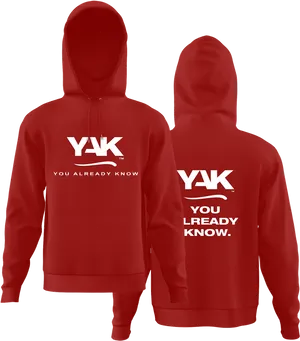 Red Y A K Hoodie Mockup PNG Image