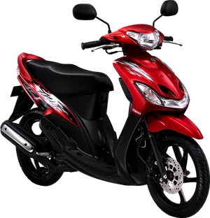 Red Yamaha Scooter Black Background PNG Image