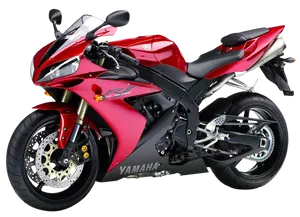 Red Yamaha Sportbike Transparent Background PNG Image