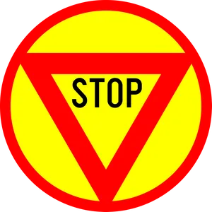 Red Yellow Stop Sign Graphic PNG Image