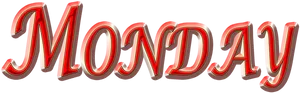 Red3 D Monday Text PNG Image