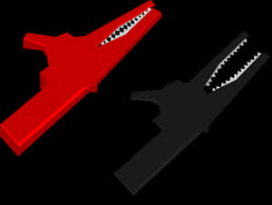 Redand Black Alligator Clips PNG image with transparent background