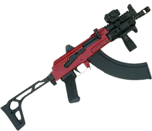 Redand Black Assault Rifle PNG Image