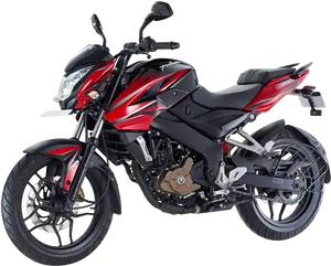 Redand Black Bajaj Pulsar Motorcycle PNG Image