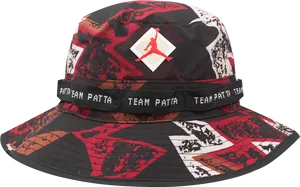 Redand Black Camouflage Bucket Hat PNG Image