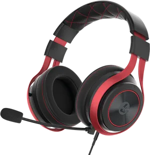 Redand Black Gaming Headset PNG Image