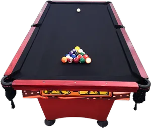 Redand Black Pool Table Setup PNG Image