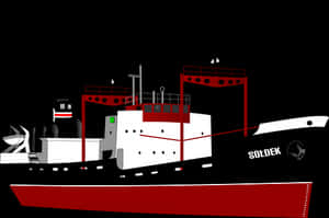 Redand Black Ship Illustration PNG image with transparent background