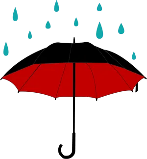 Redand Black Umbrella Raindrops PNG Image