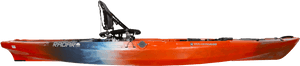 Redand Blue Fishing Kayak Side View PNG with transparent background