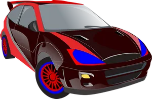 Redand Blue Racing Car Illustration PNG Image