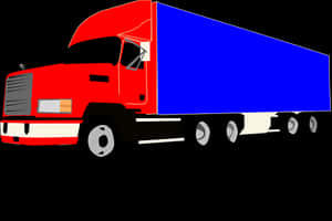 Redand Blue Semi Truck Illustration PNG image with transparent background
