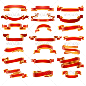 Redand Gold Banner Collection PNG Image