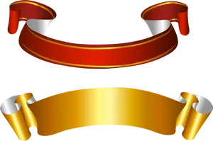 Redand Gold Banner Ribbons PNG Image