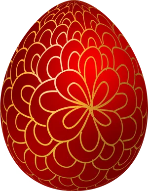 Redand Gold Rangoli Egg Design PNG Image