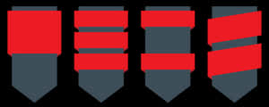 Redand Gray Ribbon Banners PNG image with transparent background