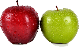Redand Green Appleswith Water Droplets PNG with transparent background