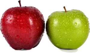 Redand Green Appleswith Water Droplets PNG Image