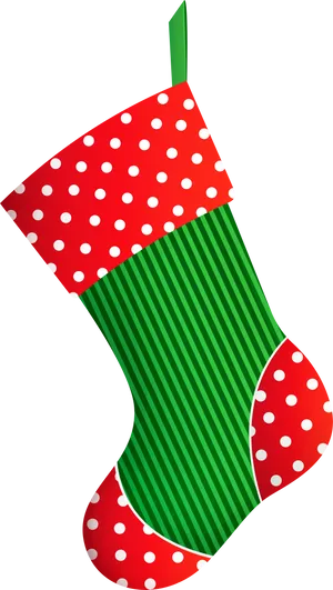 Redand Green Christmas Stocking PNG Image