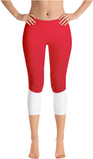 Redand White Capri Leggings PNG Image