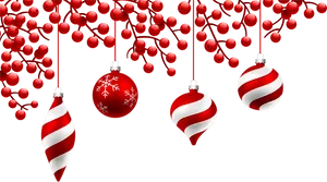 Redand White Christmas Ornaments PNG Image