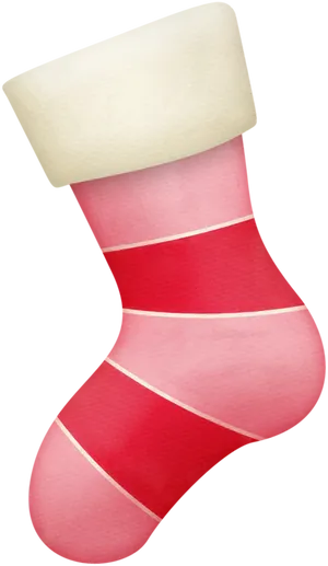 Redand White Christmas Stocking PNG Image