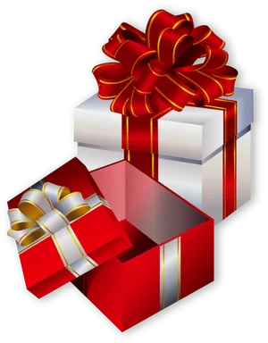 Redand White Gift Boxeswith Bows PNG Image
