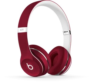 Redand White Headphones Product Showcase PNG Image