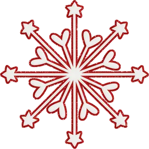 Redand White Heart Snowflake Graphic PNG Image