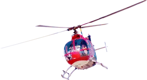 Redand White Helicopterin Flight PNG Image