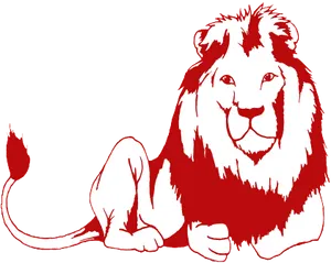 Redand White Lion Illustration PNG Image