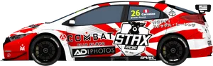 Redand White Racing Car Side View PNG Image