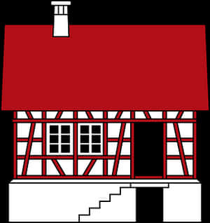 Redand White Tudor Style House Illustration PNG image with transparent background