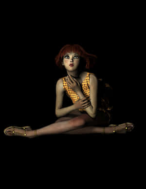 Redhead Girl Sitting In Darkness PNG image with transparent background