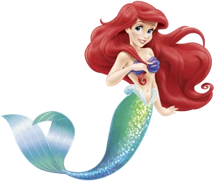 Redheaded Mermaid Cartoon PNG Image