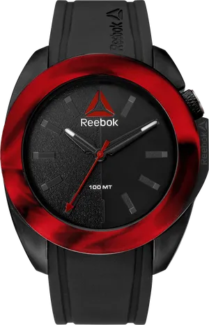 Reebok Black Red Analog Watch PNG Image