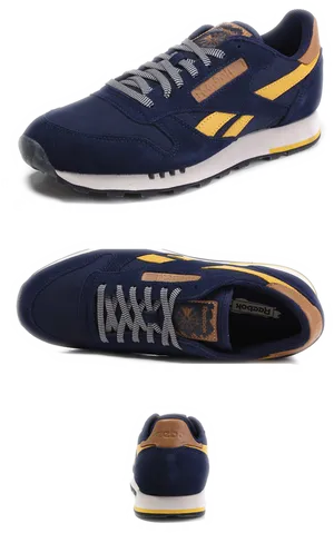 Reebok Classic Navy Yellow Sneakers PNG Image