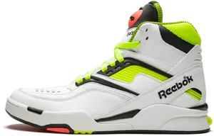 Reebok High Top Sneaker Neon Accents PNG Image