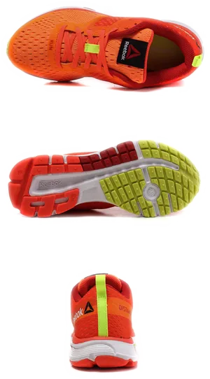 Reebok Orange Running Shoe Multiple Views PNG Image