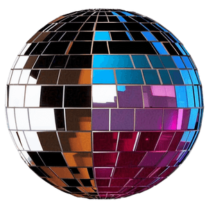 Reflective Disco Ball Colorful Lights PNG image with transparent background