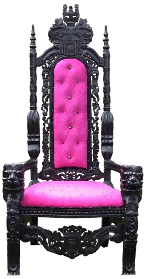 Regal Black Thronewith Pink Upholstery PNG Image