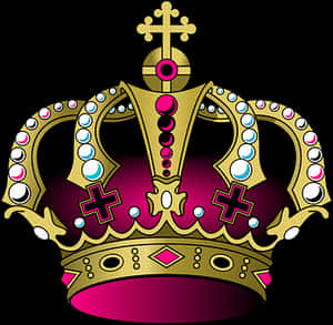 Regal Golden Crown Graphic PNG image with transparent background