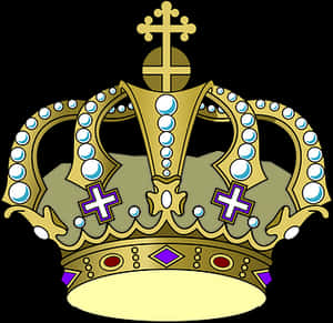 Regal Golden Crown Graphic PNG image with transparent background