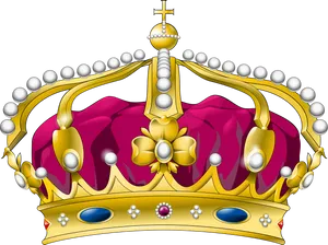 Regal Golden Crownwith Pearlsand Gems PNG Image